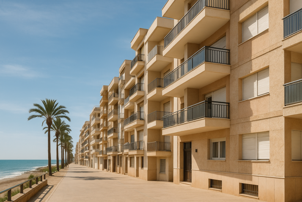 Fraudes inmobiliarios al alza: consejos legales para evitarlos en Murcia y Alicante – Intro – fachada de edificio en la costa de Alicante, r
